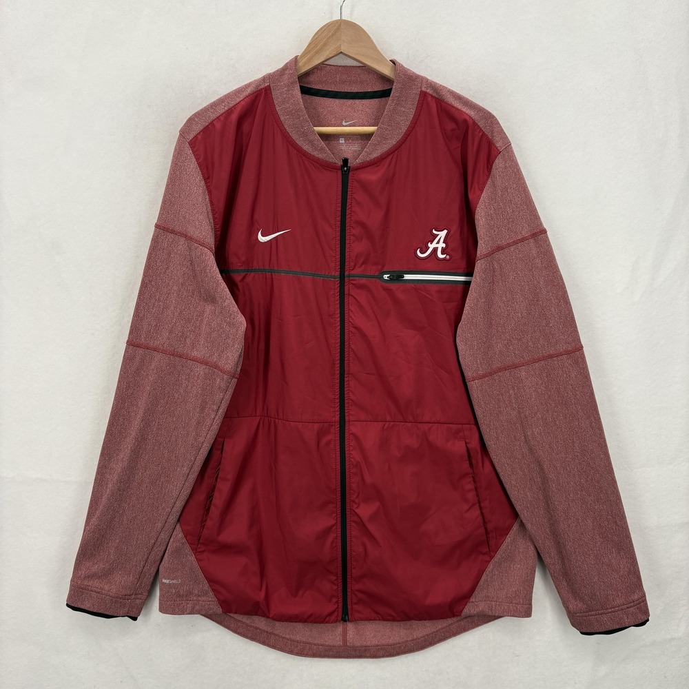 Alabama Crimson Tide Jacket Mens Large Red Nike Shield NCAA Football Full Zip